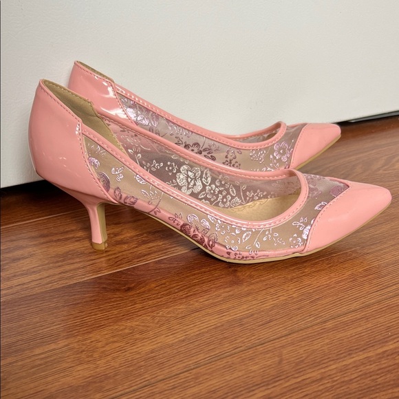 Elegant Pink Floral Women's Heels - Picture 2 of 7
